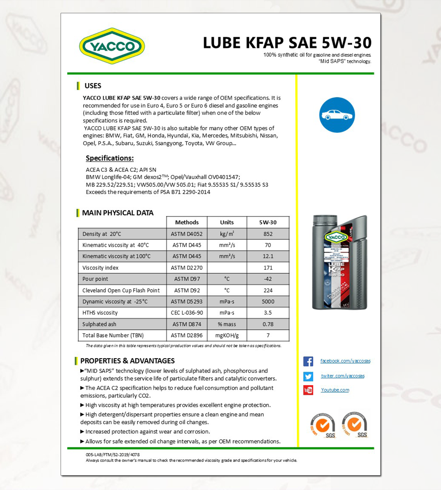 LUBE KFAP 5W30 C3, MB229.52, 디젤차용,디젤 SUV용 오일,DATA.png